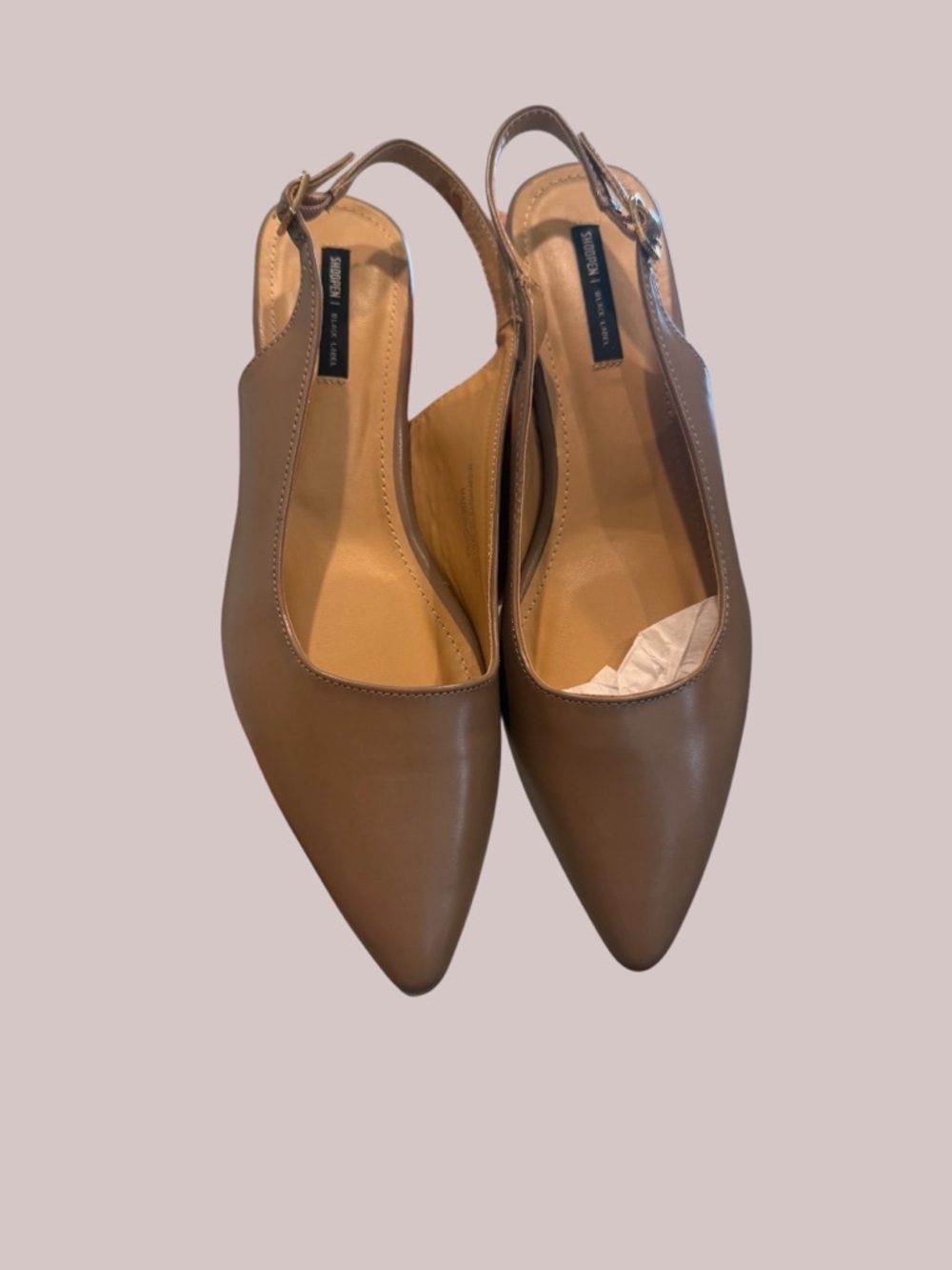 Classic Pointed Slingback Flats in Taupe